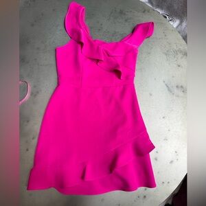 Express fuchsia ruffle mini dress